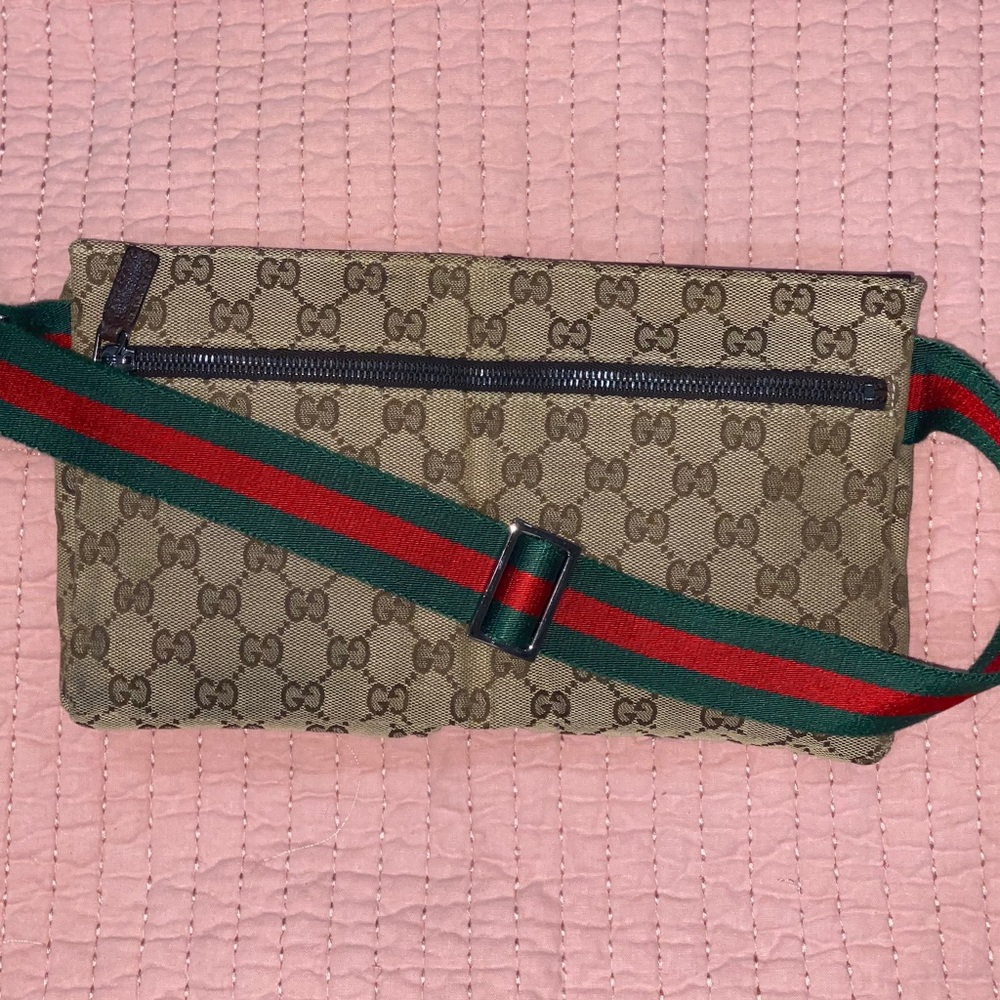 Vintage Gucci Pre-Owned GG Canvas Web Double Pocket Belt Bag - Picture 3 of 10